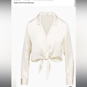 Tie-Front Satin Blouse